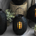 Black Handmade Wood LED Candle Lantern Floor Lamp