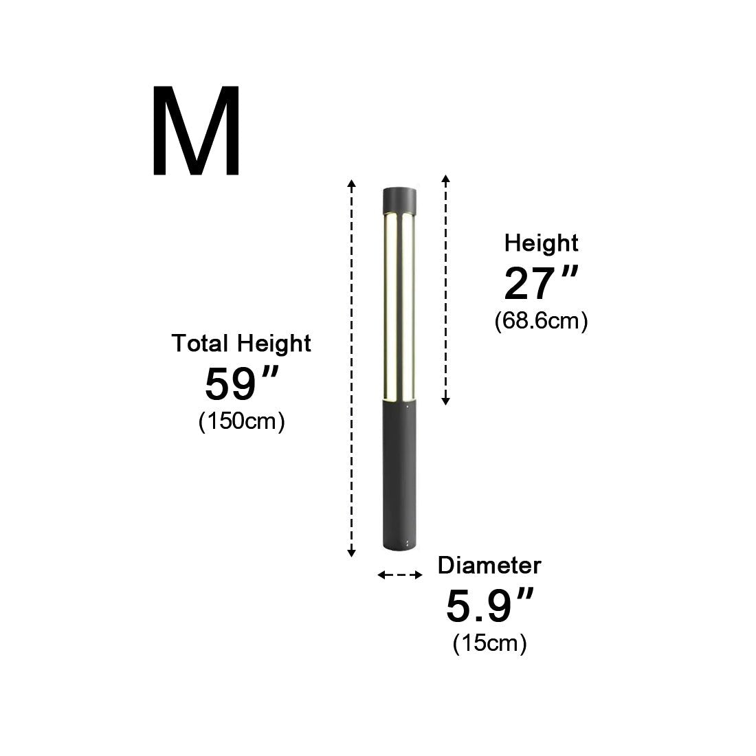 Cylinder LED Black Modern Outdoor Post Lights Street Light