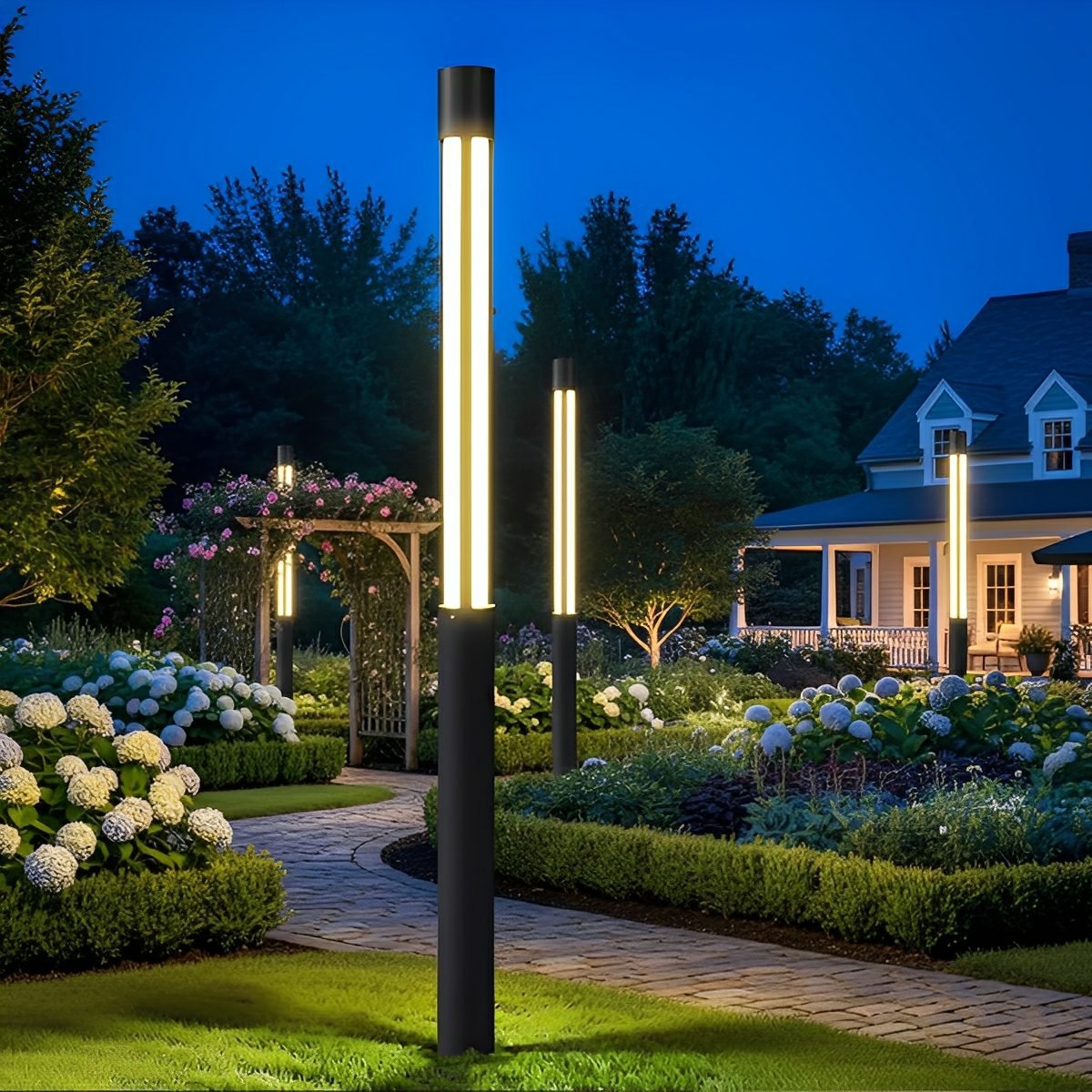 Cylinder LED Black Modern Outdoor Post Lights Street Light