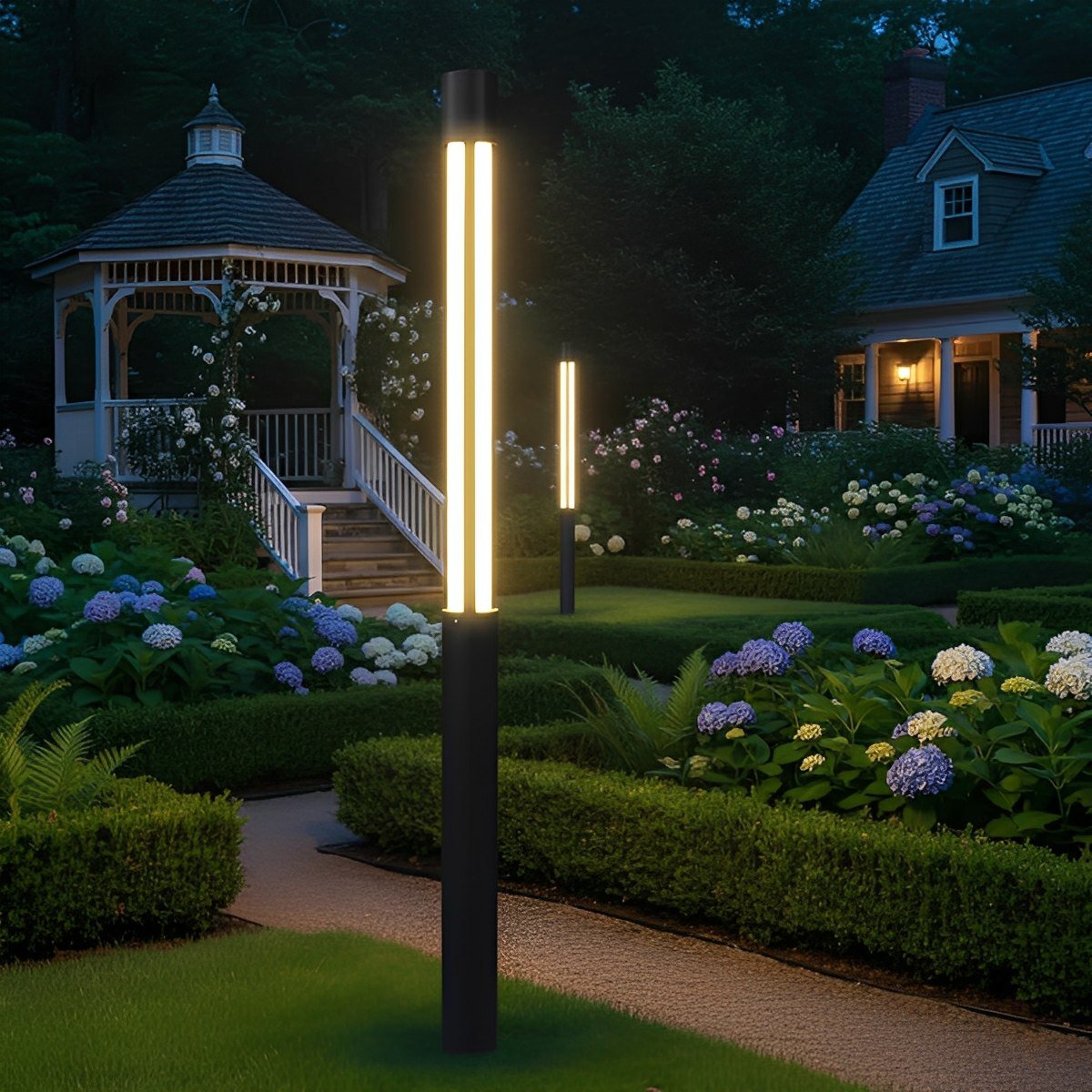 Cylinder LED Black Modern Outdoor Post Lights Street Light