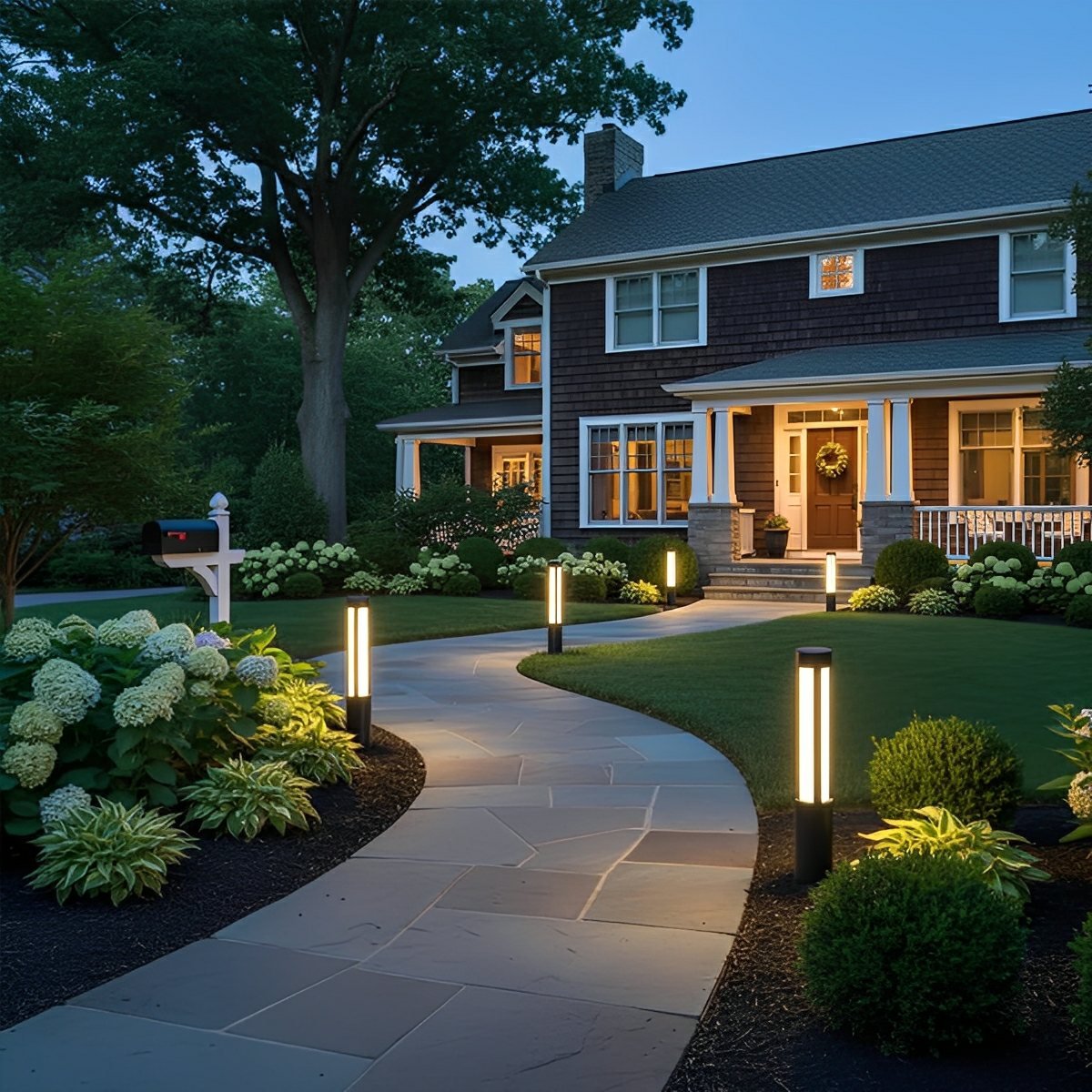 Cylinder LED Black Modern Outdoor Post Lights Street Light