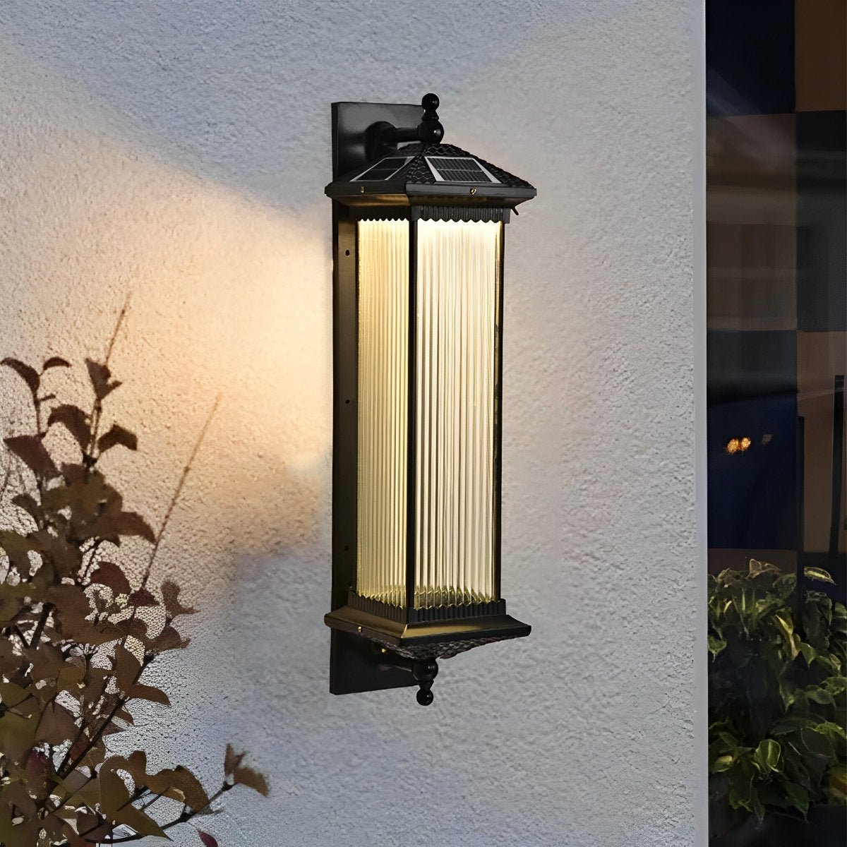 Waterproof Retro Striped Glass Solar Wall Lights