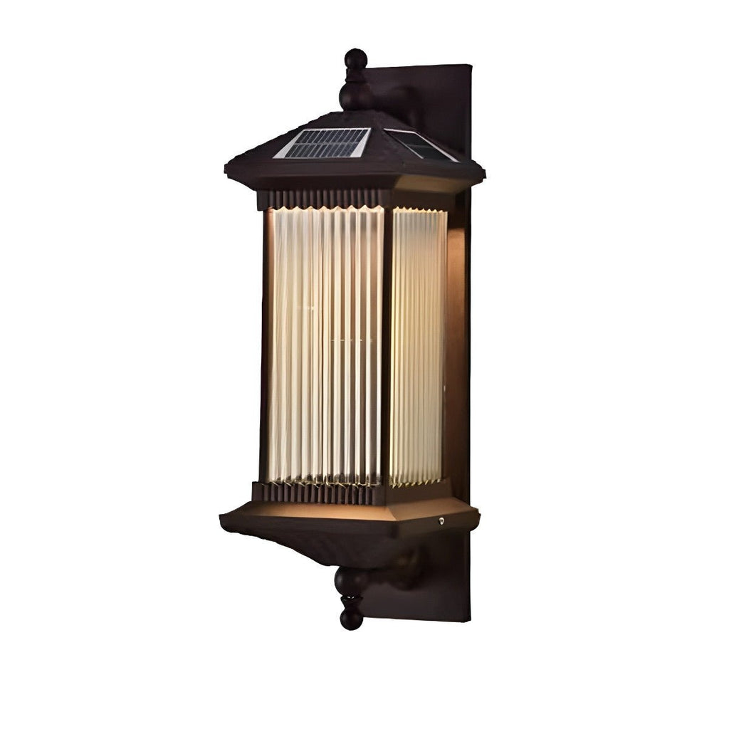 Waterproof Retro Striped Glass Solar Wall Lights