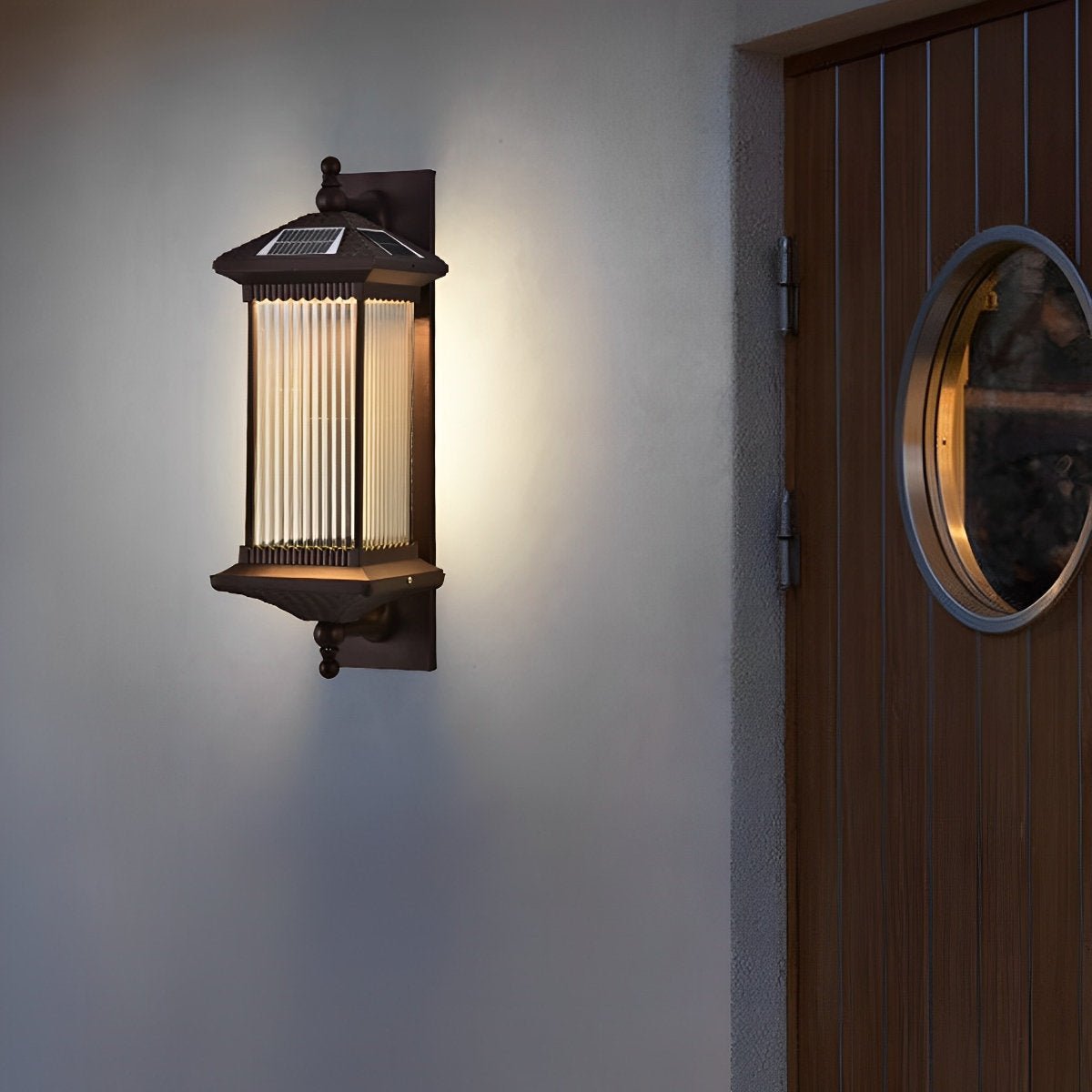 Waterproof Retro Striped Glass Solar Wall Lights