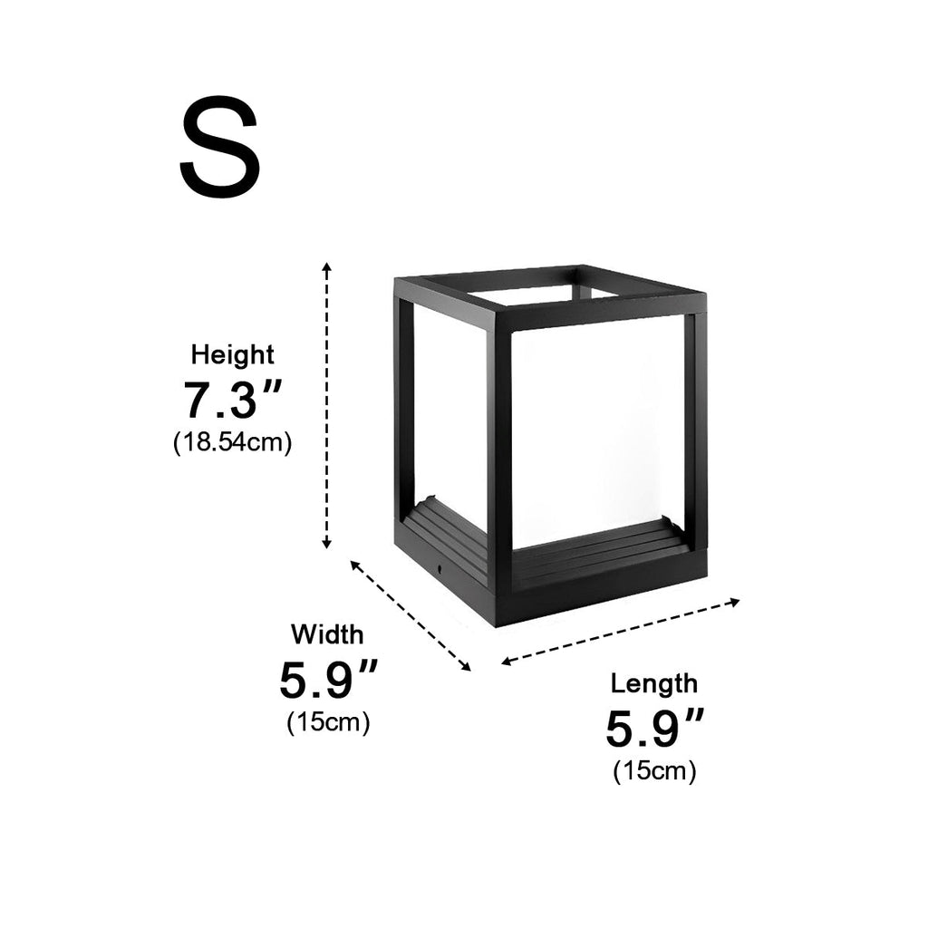 Minimalist Square Waterproof LED Black Modern Solar Fence Post Lights