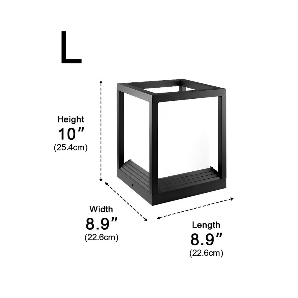 Minimalist Square Waterproof LED Black Modern Solar Fence Post Lights