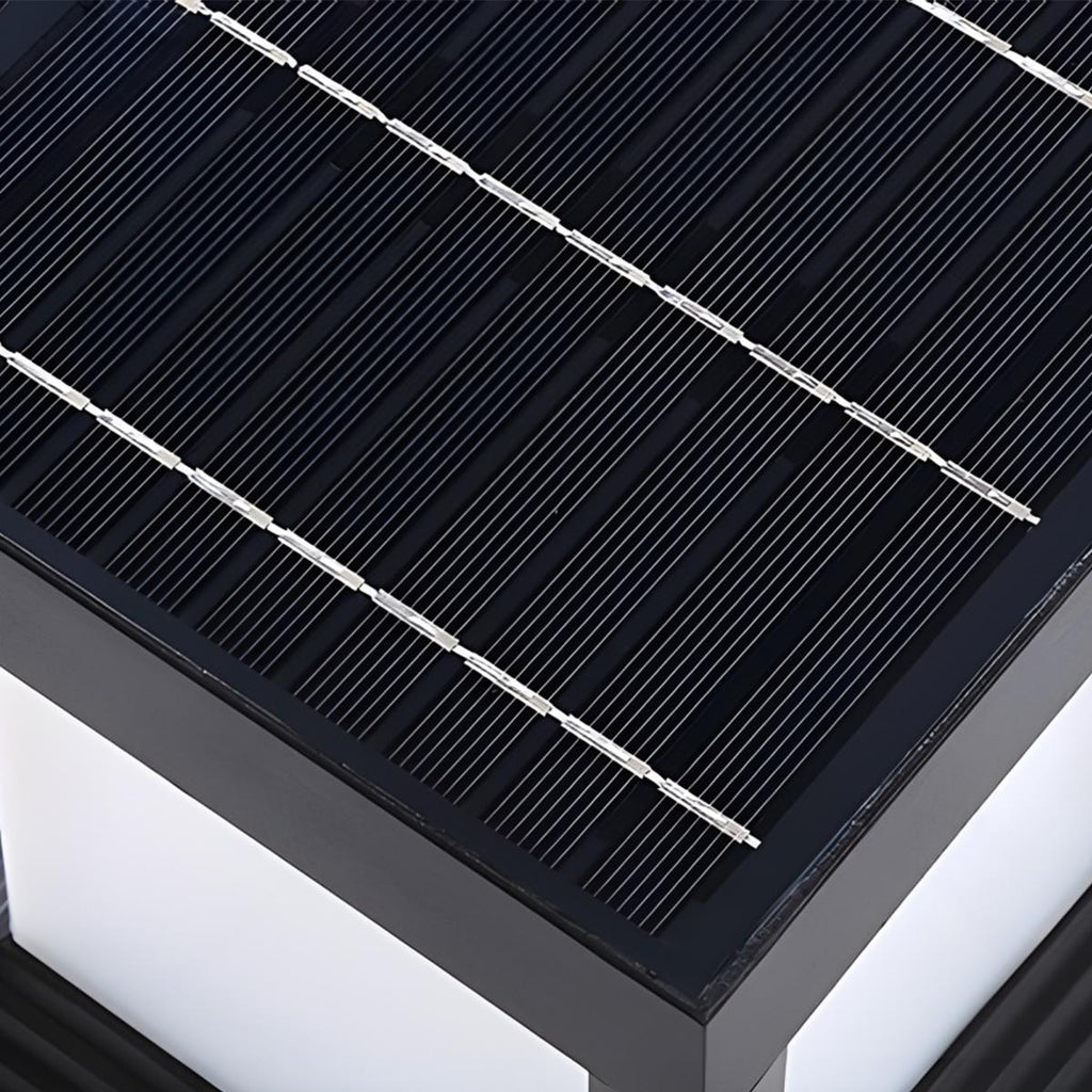 Minimalist Square Waterproof LED Black Modern Solar Fence Post Lights