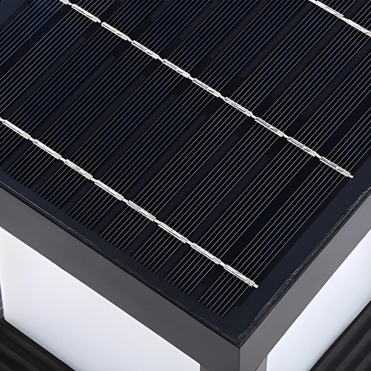 Minimalist Square Waterproof LED Black Modern Solar Fence Post Lights