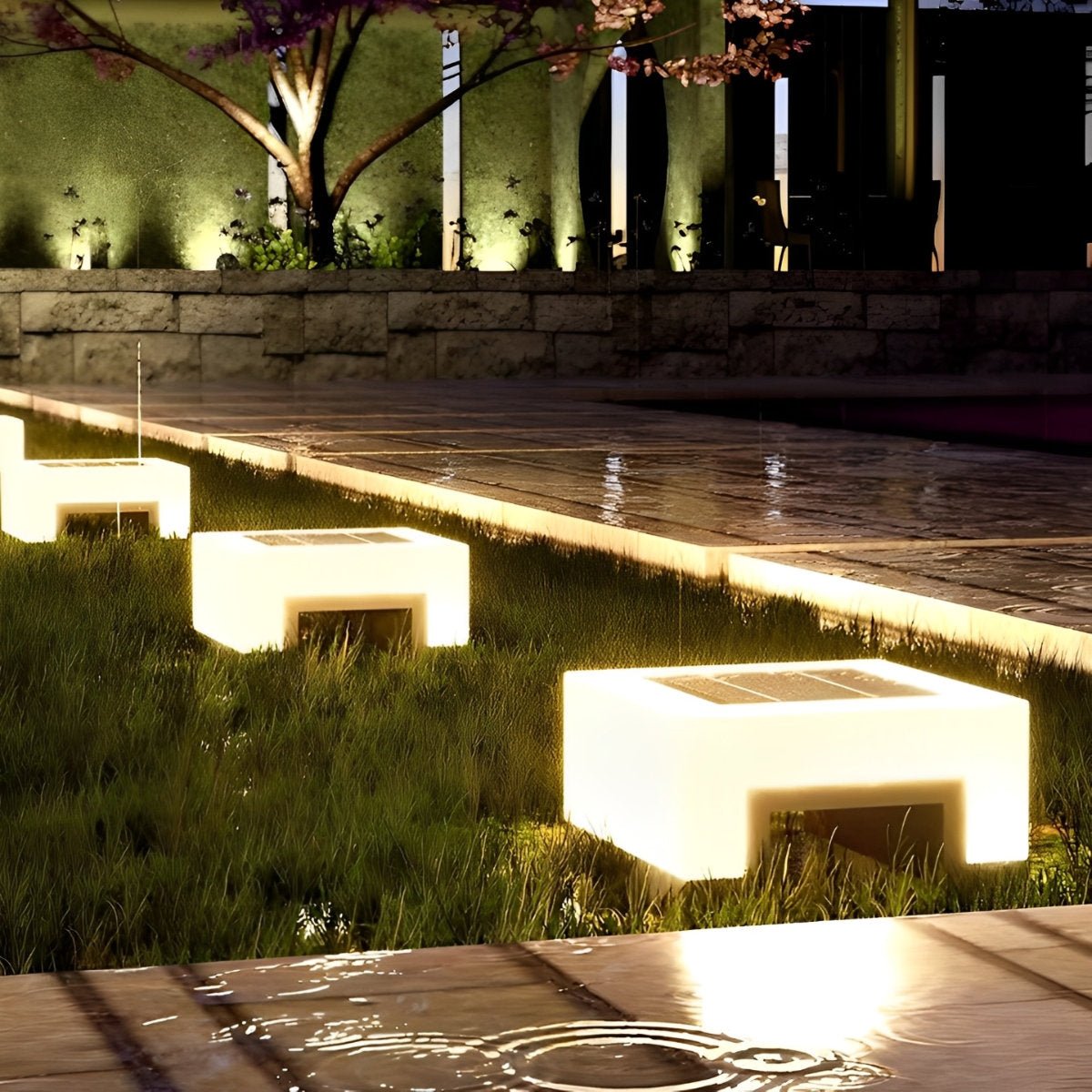 Minimalist Square Waterproof LED Black Modern Solar Post Caps Lights