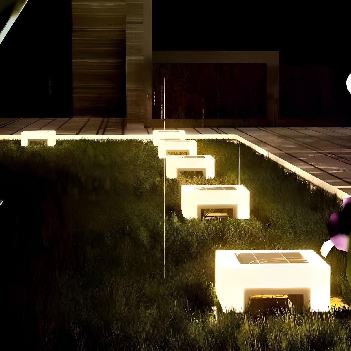 Minimalist Square Waterproof LED Black Modern Solar Post Caps Lights