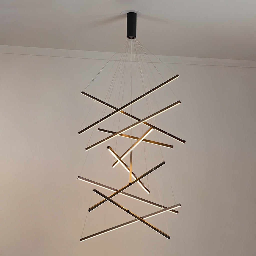 Minimalist Strip Stepless Dimming LED Black Modern Chandelier
