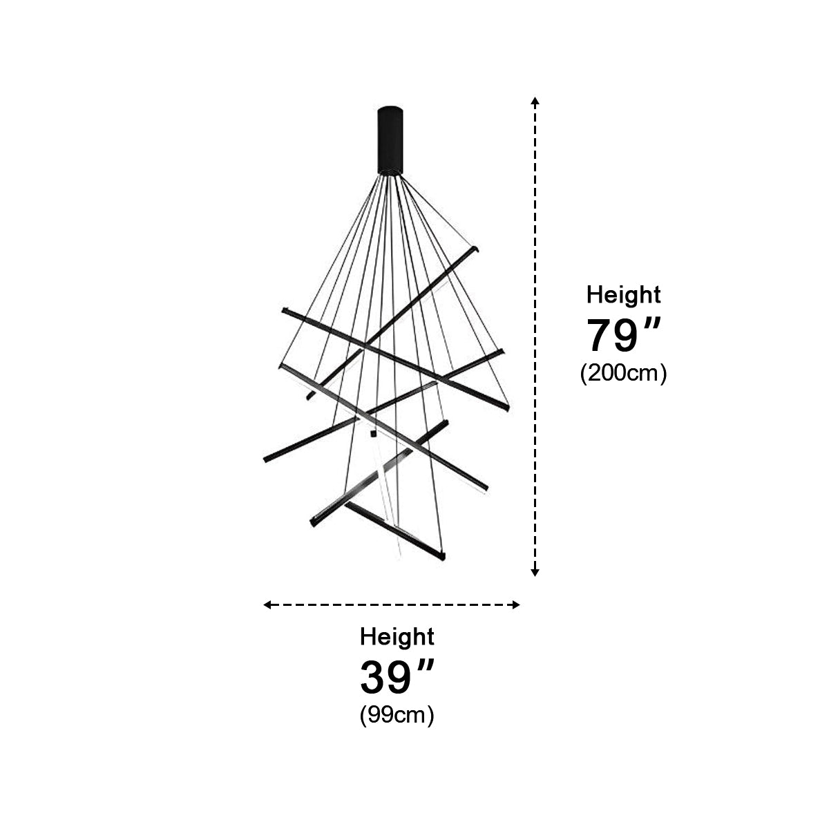 Minimalist Strip Stepless Dimming LED Black Modern Chandelier