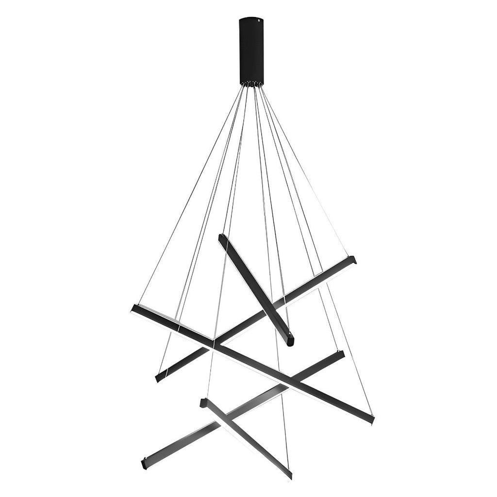 Minimalist Strip Stepless Dimming LED Black Modern Chandelier