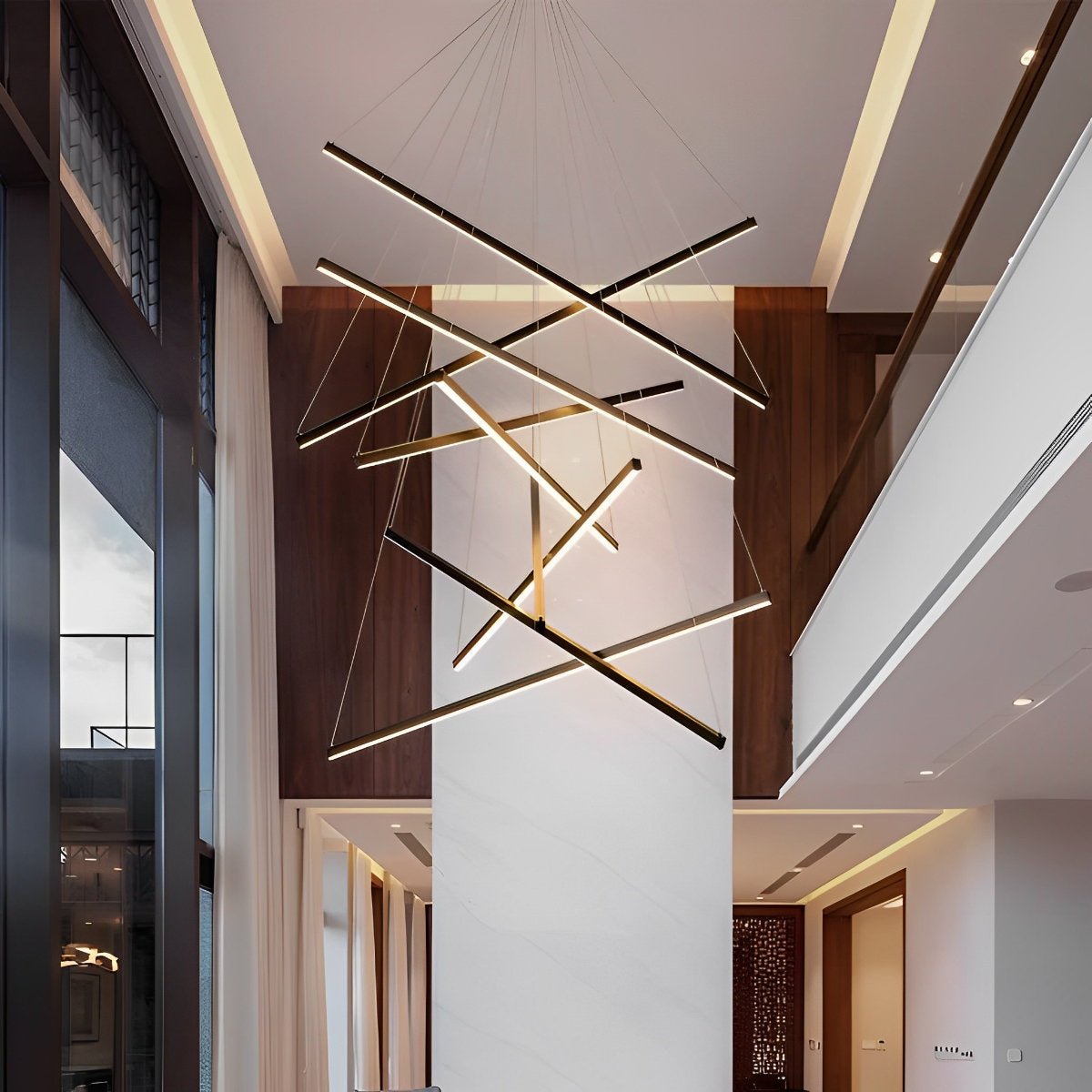 Minimalist Strip Stepless Dimming LED Black Modern Chandelier