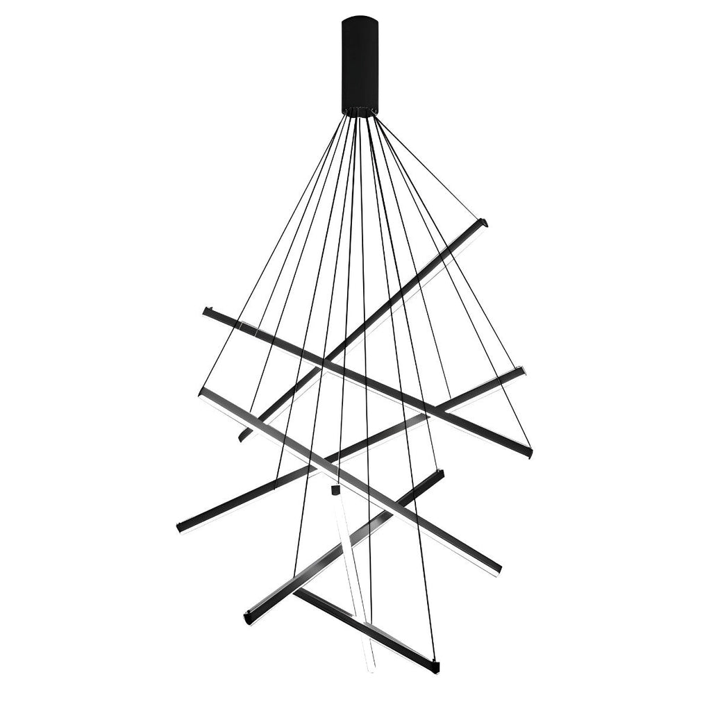 Minimalist Strip Stepless Dimming LED Black Modern Chandelier