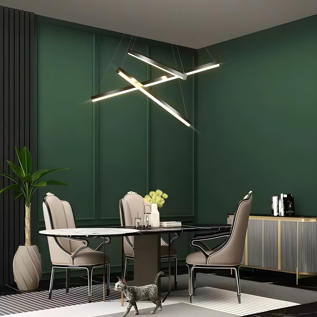 Minimalist Strip Stepless Dimming LED Black Modern Chandelier