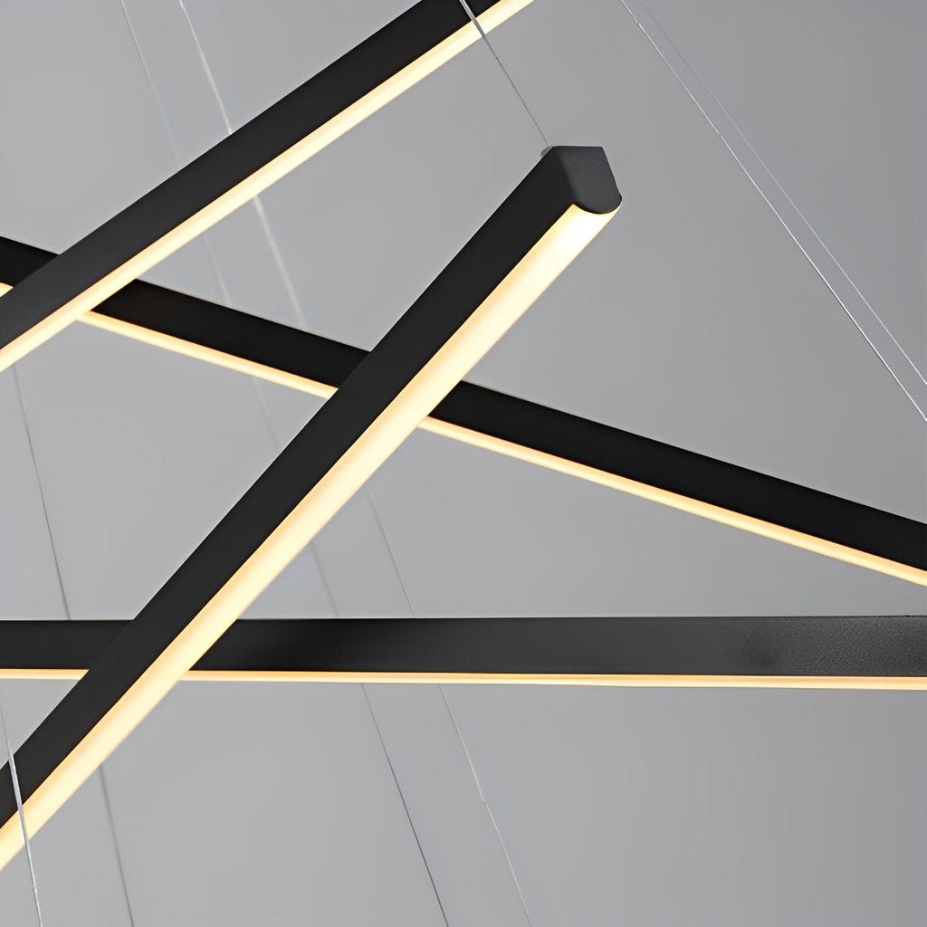 Minimalist Strip Stepless Dimming LED Black Modern Chandelier