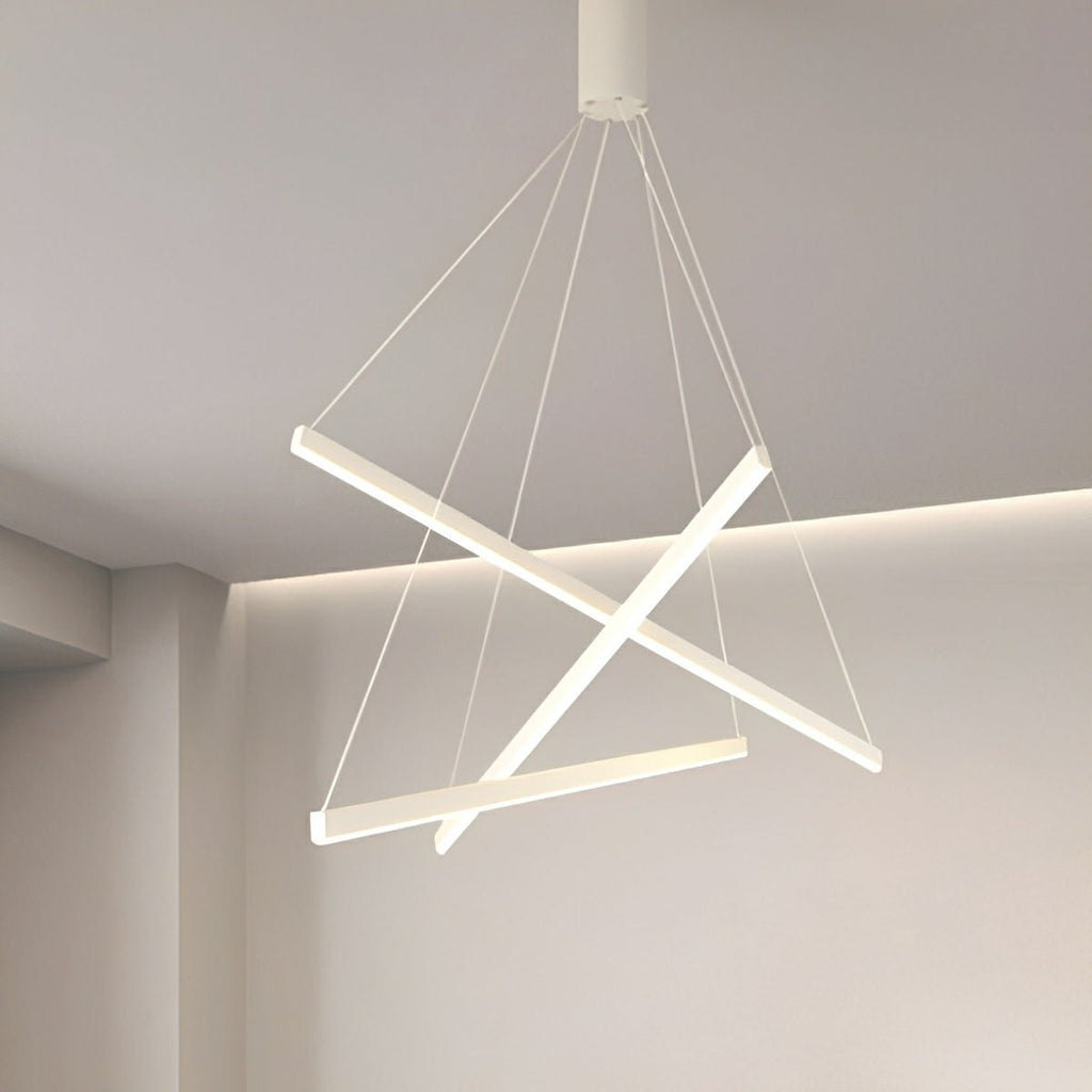 Minimalist Strip Stepless Dimming LED White Modern Chandelier