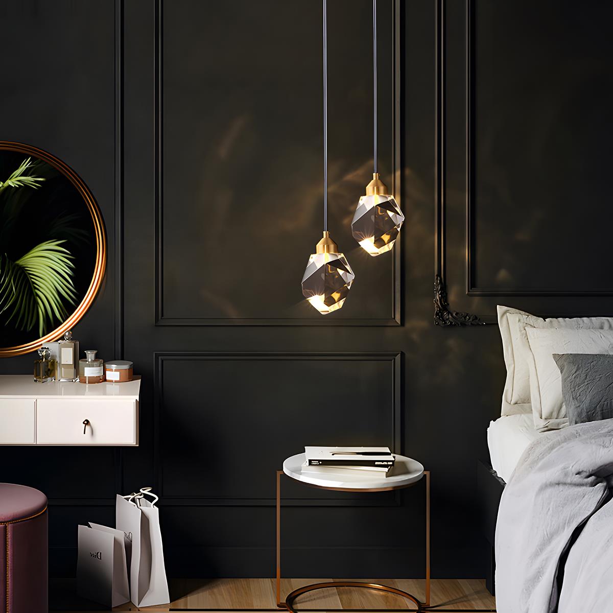 Modern Luxury Dimmable Brass Crystal Pendant Lights