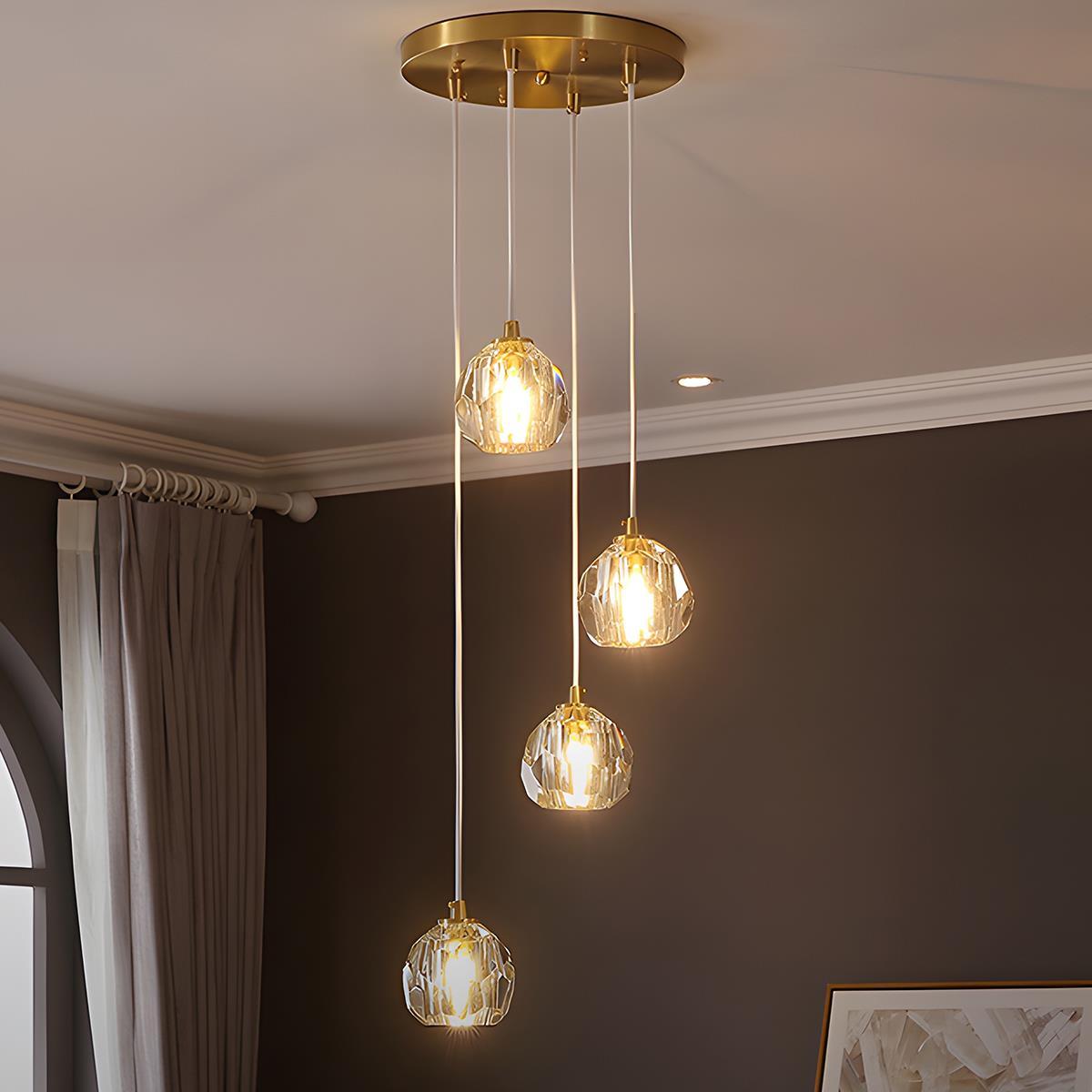 Modern Luxury Dimmable Brass Crystal Pendant Lights