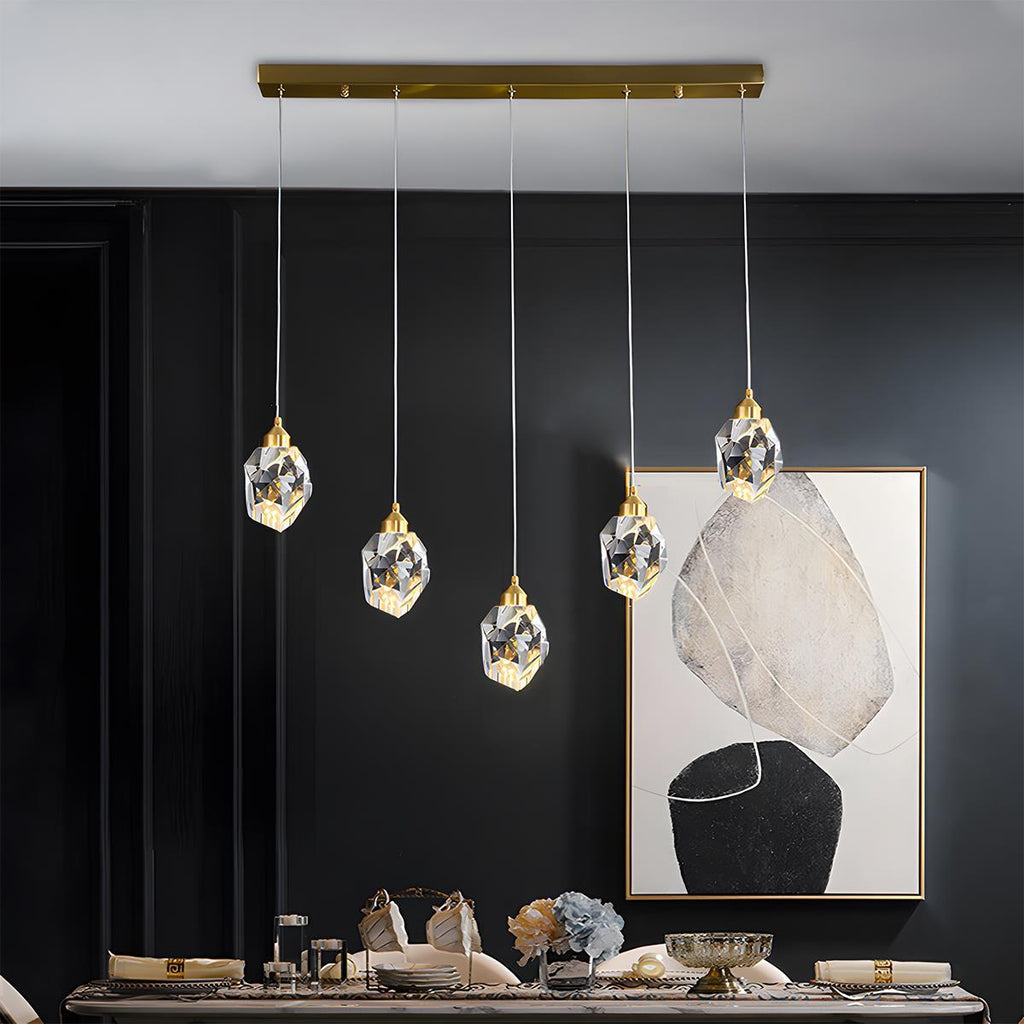 Modern Luxury Dimmable Brass Crystal Pendant Lights