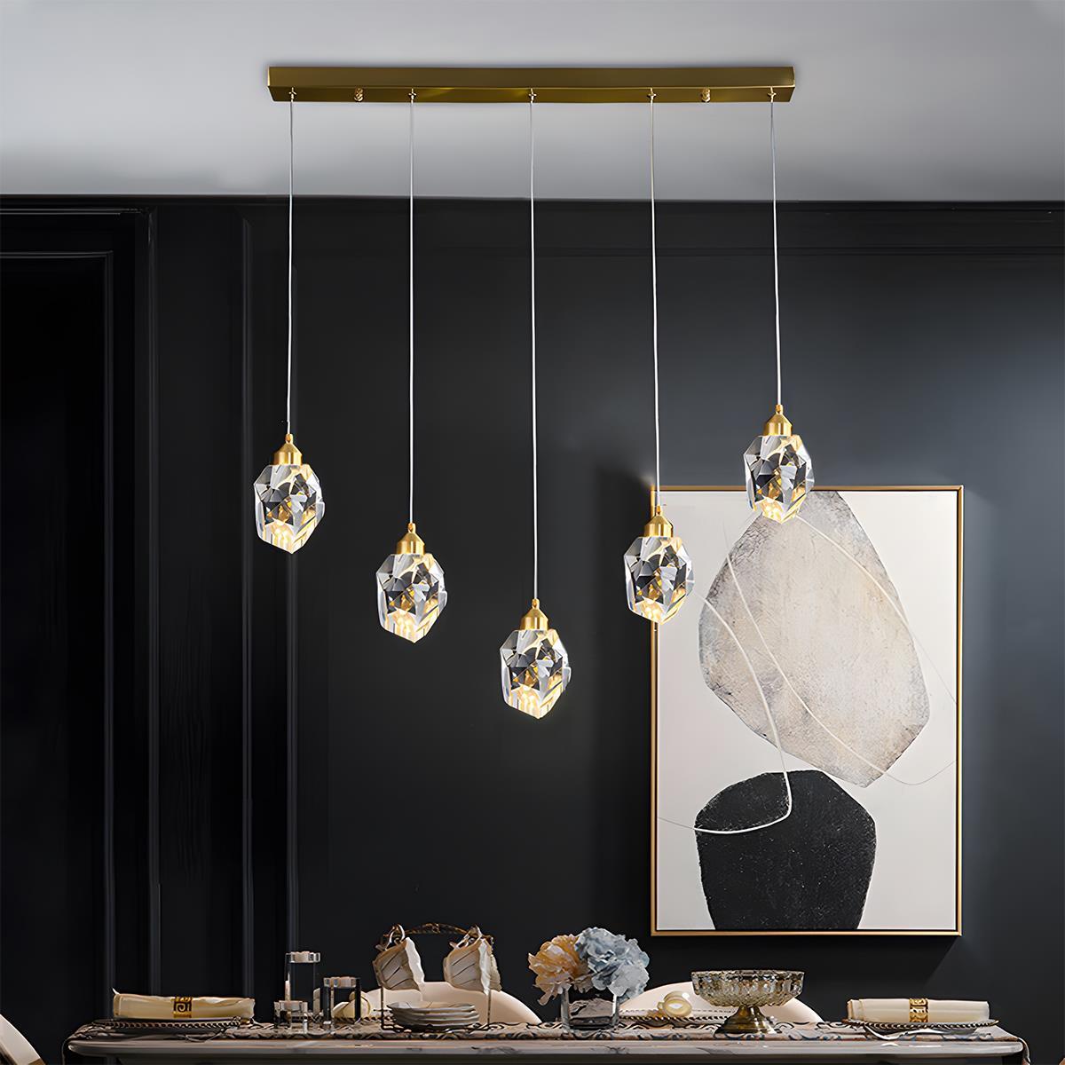 Modern Luxury Dimmable Brass Crystal Pendant Lights
