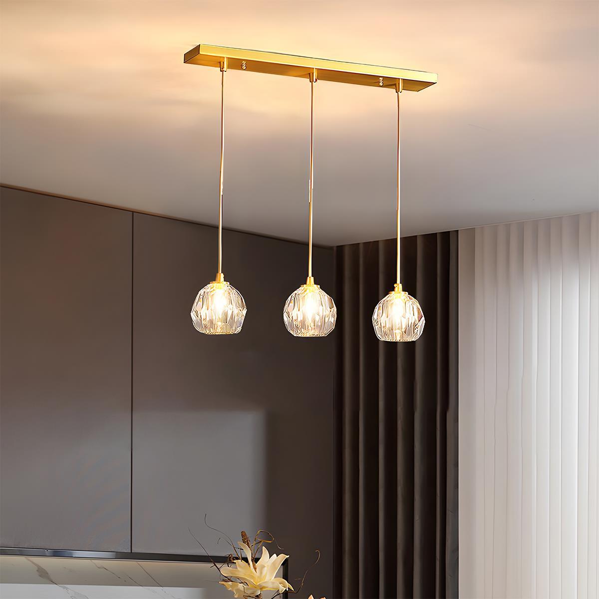 Modern Luxury Dimmable Brass Crystal Pendant Lights