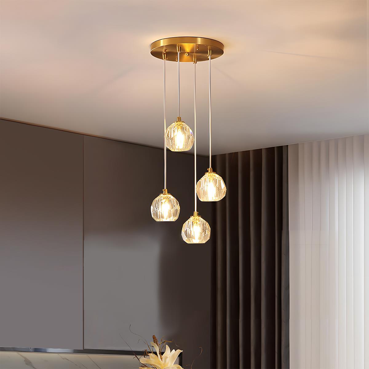 Modern Luxury Dimmable Brass Crystal Pendant Lights