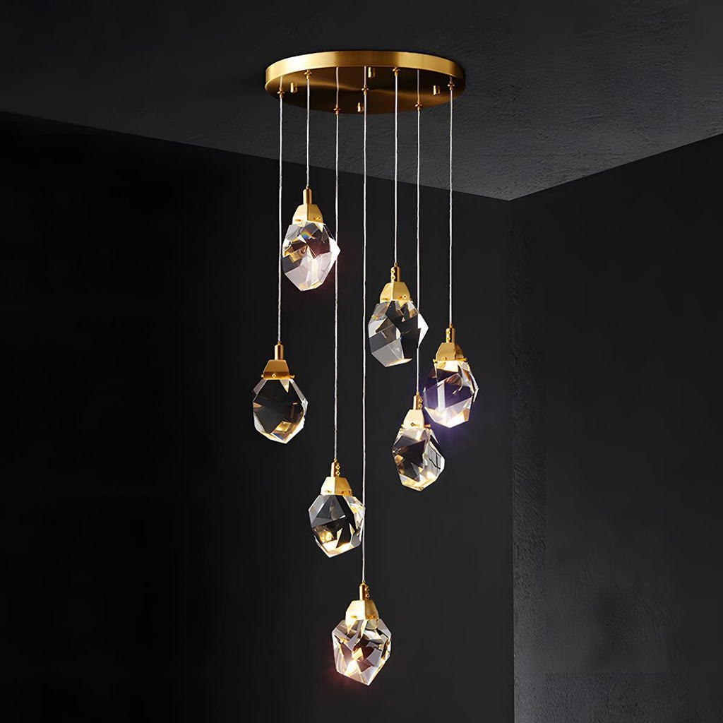 Modern Luxury Dimmable Brass Crystal Pendant Lights