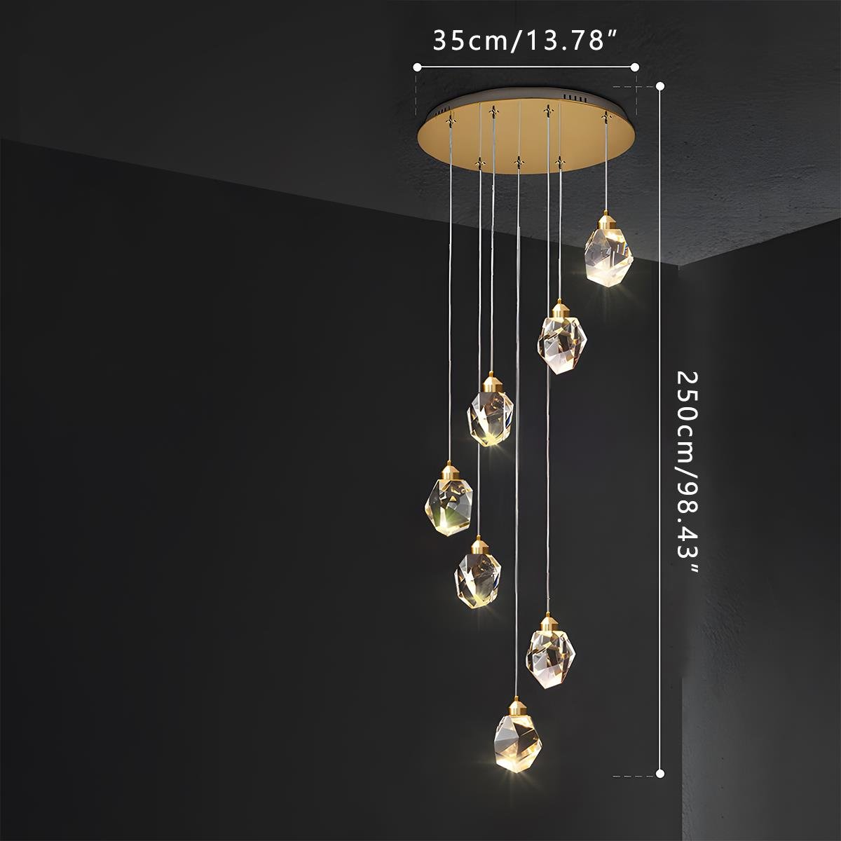 Modern Luxury Dimmable Brass Crystal Pendant Lights