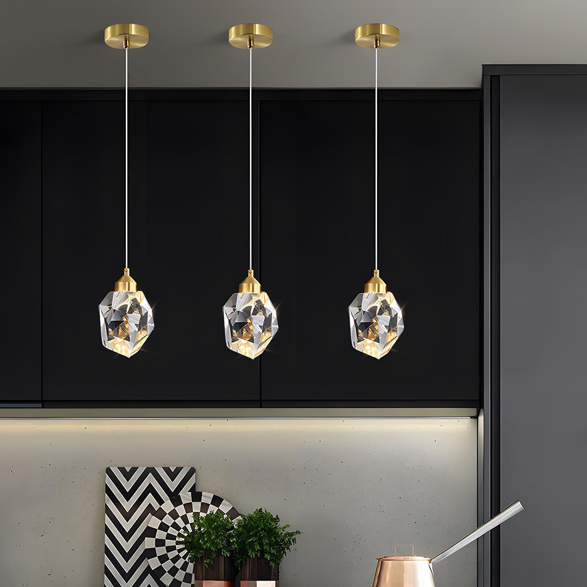 Modern Luxury Dimmable Brass Crystal Pendant Lights