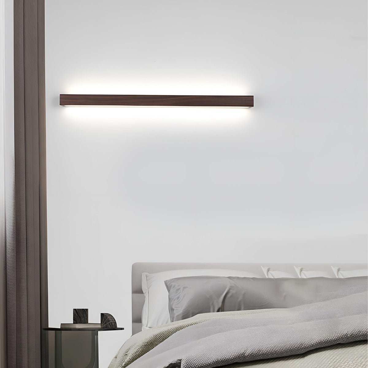 Modern Minimalist Wood Up & Down LED Long Strip Indoor Wall Sconce