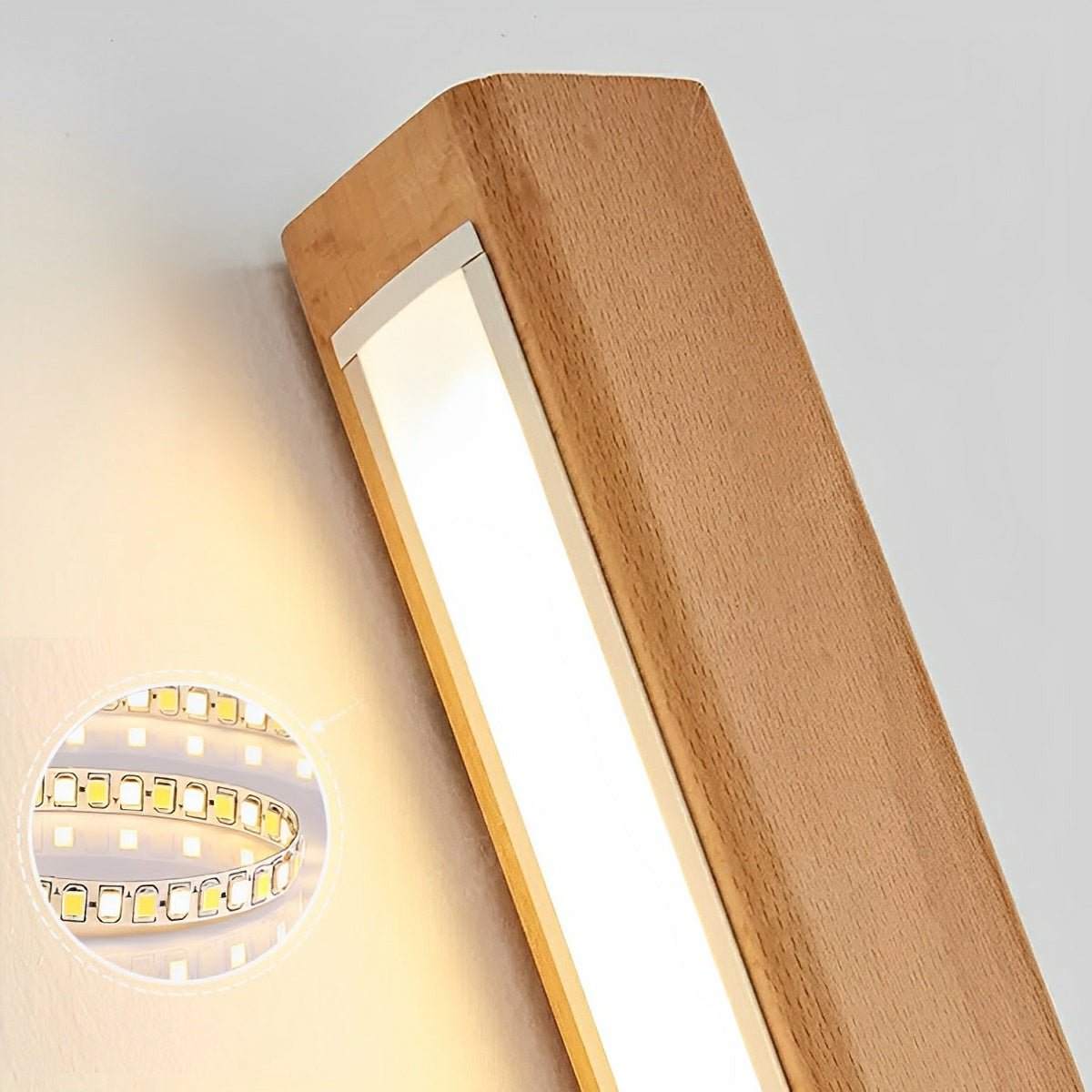 Modern Minimalist Wood Up & Down LED Long Strip Indoor Wall Sconce