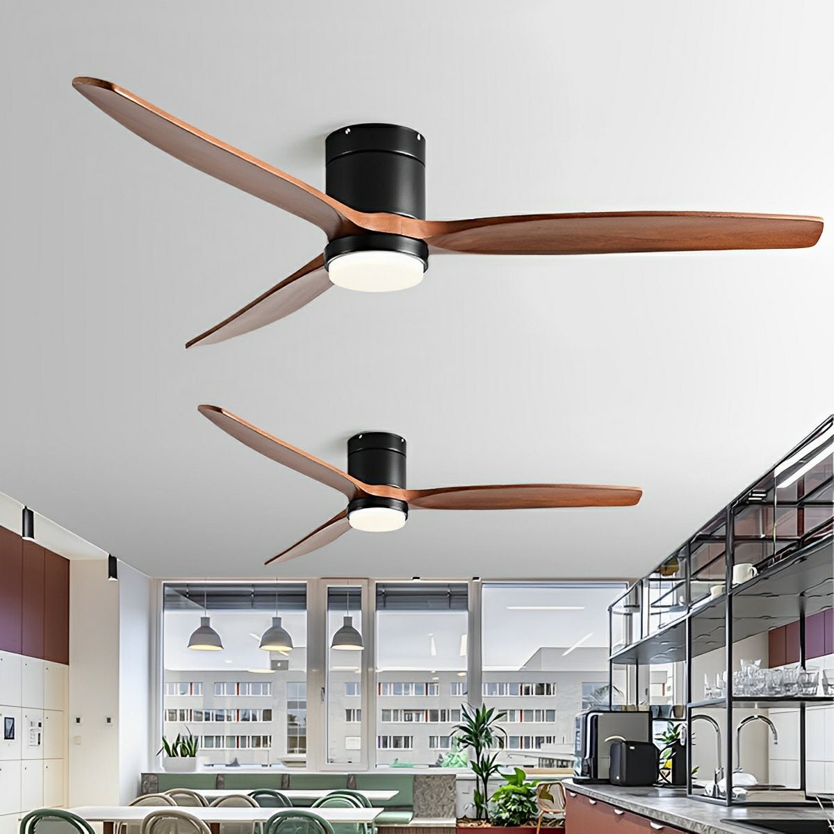 Modern Wood Grain 6-Speed Reverse Fan Ceiling Fan Light
