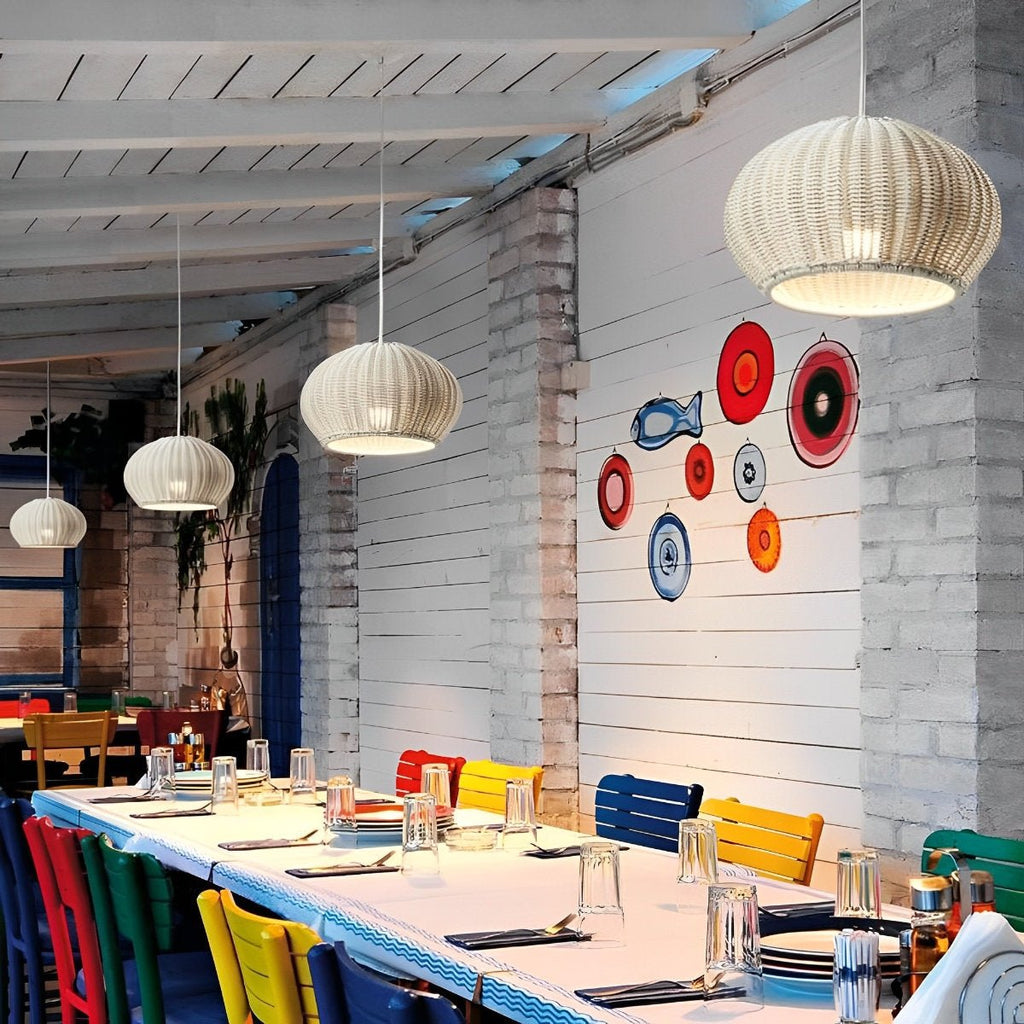 Outdoor Waterproof Oval Rattan Lanterns Pendant Lights