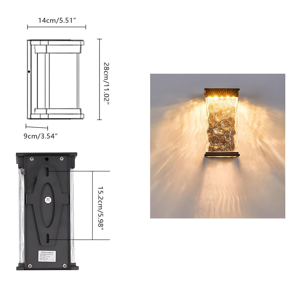 Rectangle Water Wave Waterproof Outdoor Porch LED Exterior Wall Lights