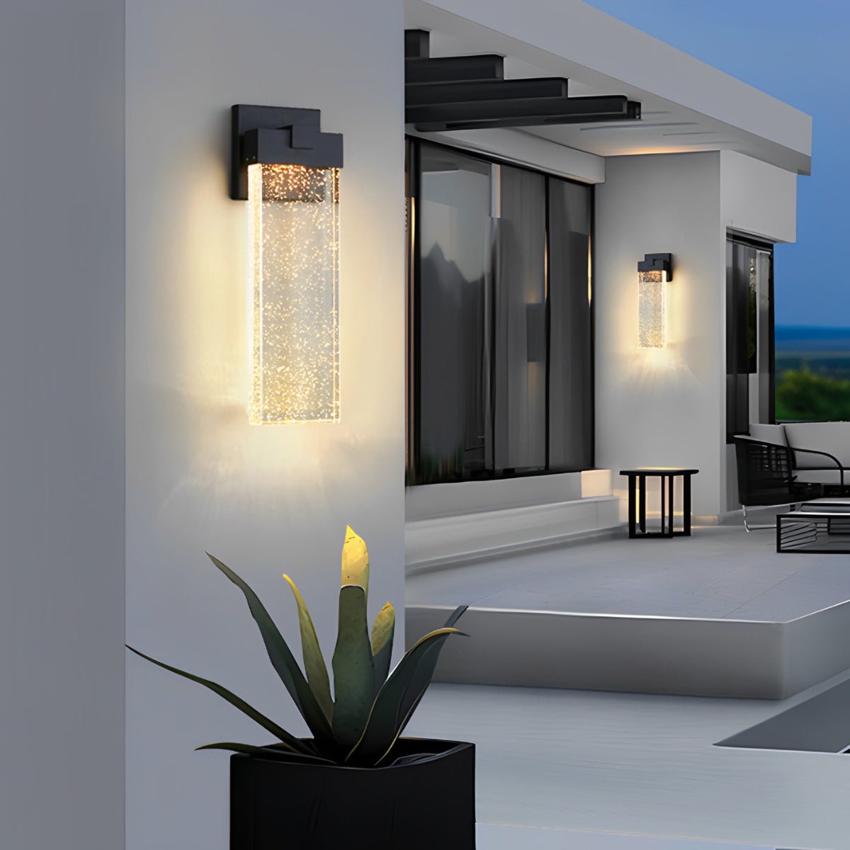 Rectangular Bubble Crystal Waterproof LED Modern Outdoor Wall Sconce
