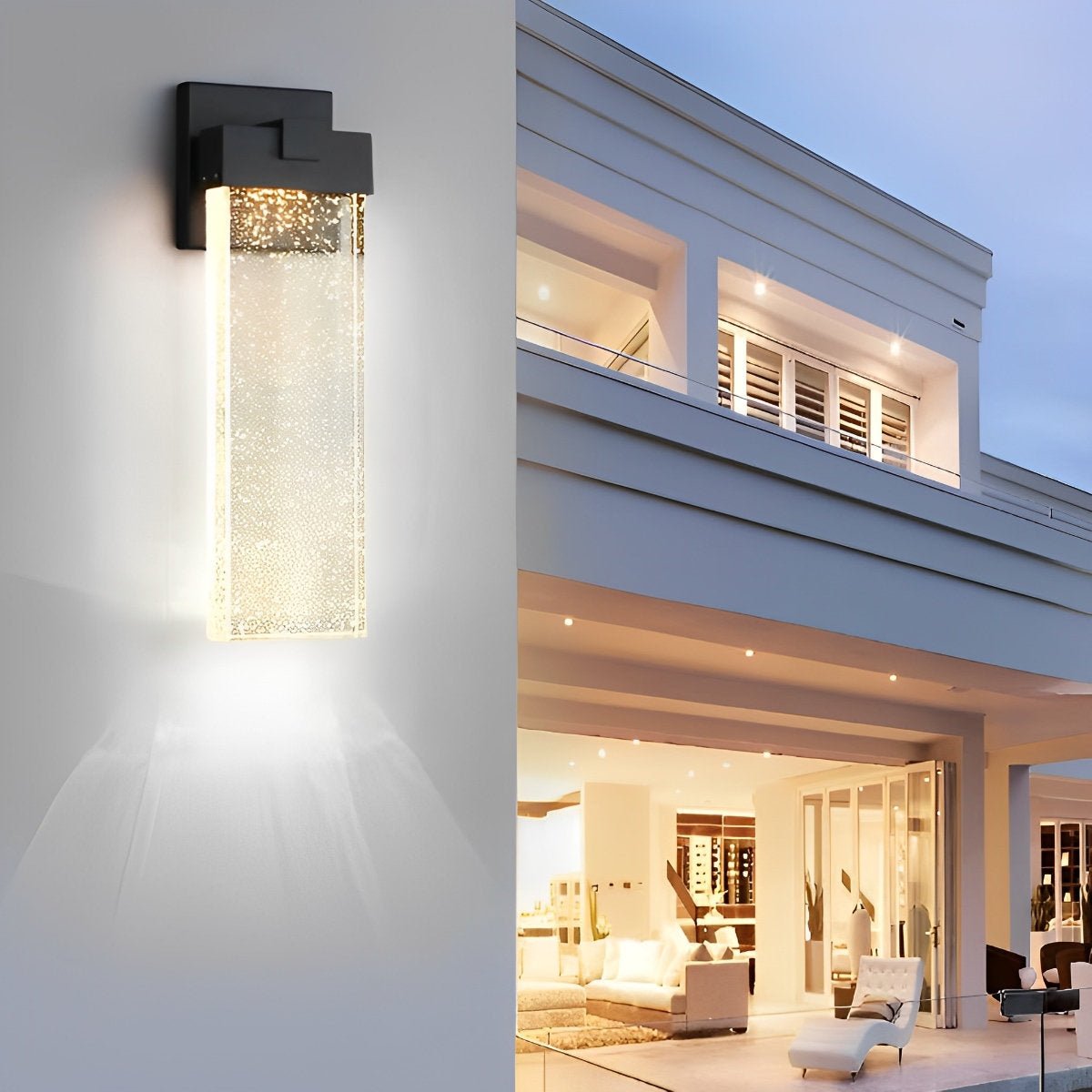 Rectangular Bubble Crystal Waterproof LED Modern Outdoor Wall Sconce