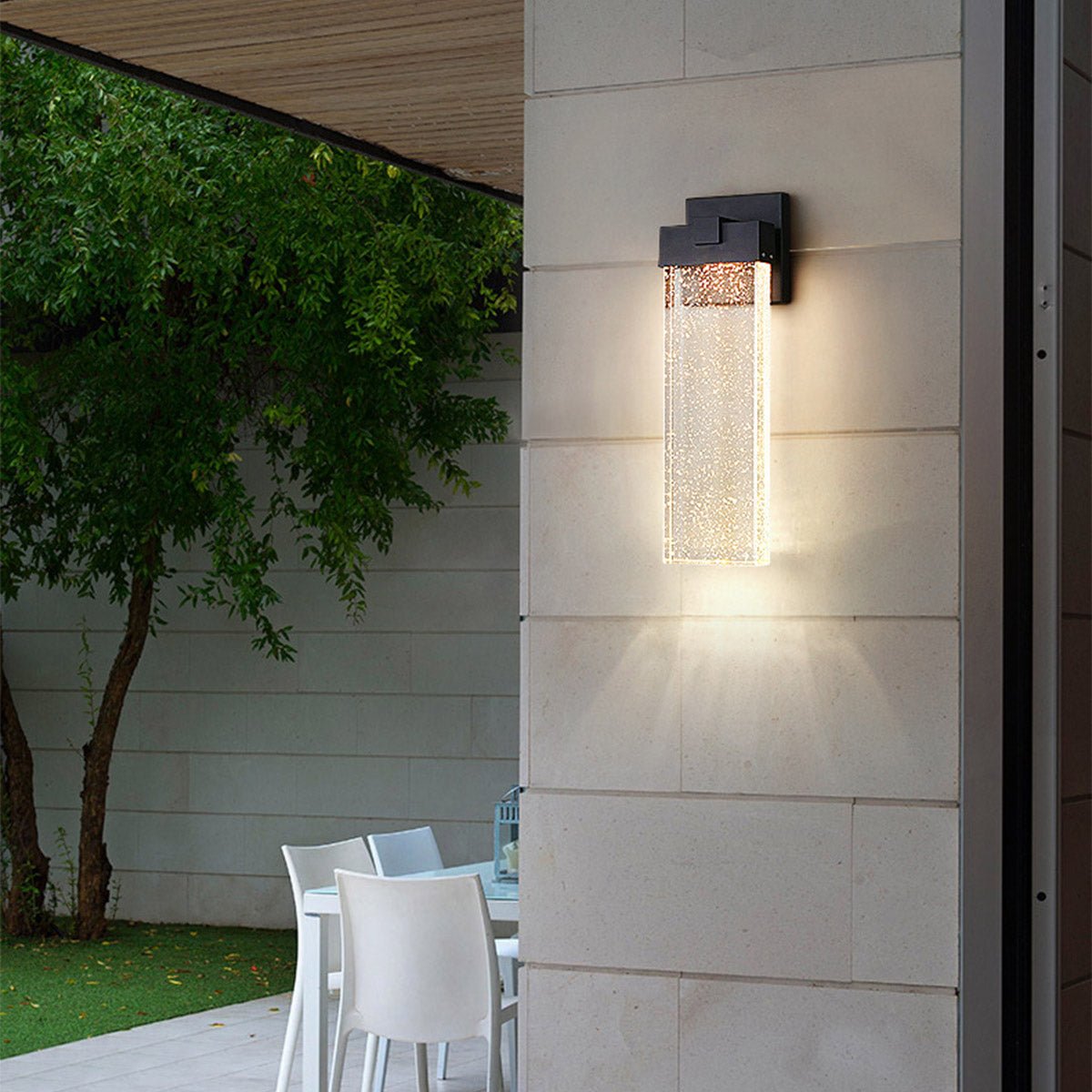 Rectangular Bubble Crystal Waterproof LED Modern Outdoor Wall Sconce
