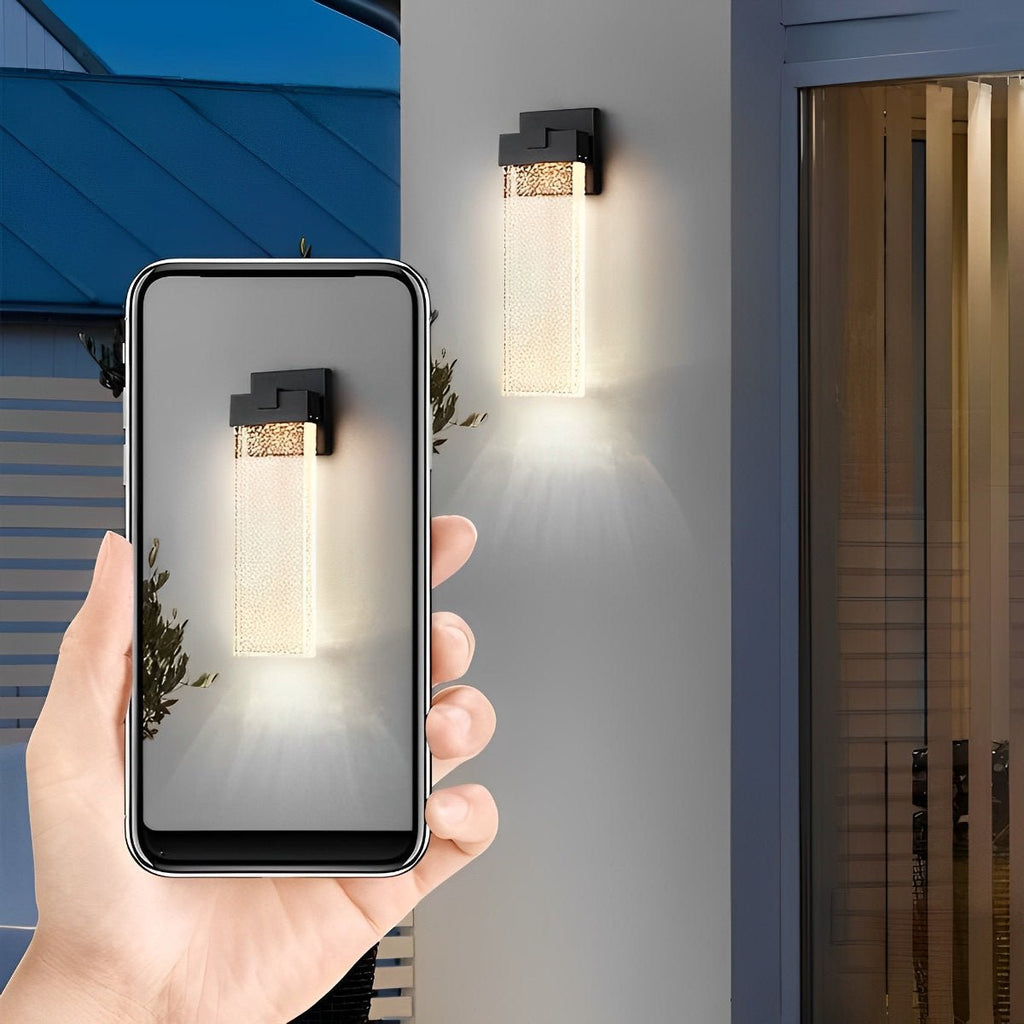 Rectangular Bubble Crystal Waterproof LED Modern Outdoor Wall Sconce