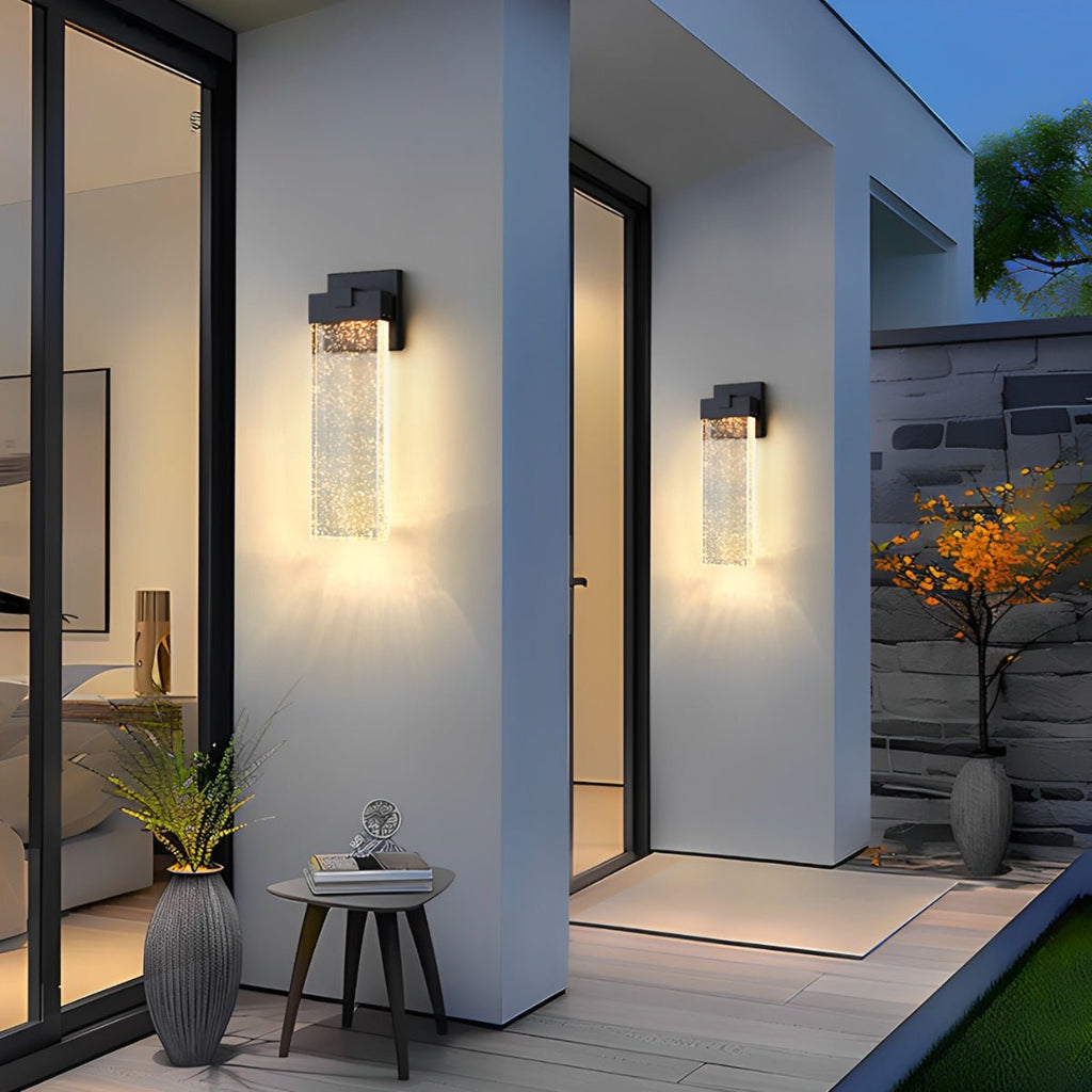 Rectangular Bubble Crystal Waterproof LED Modern Outdoor Wall Sconce