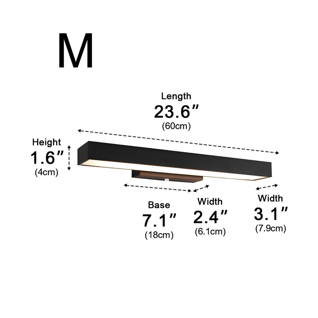 Rectangular Minimalist Waterproof Motion Sensor Black Modern Wall Sconce