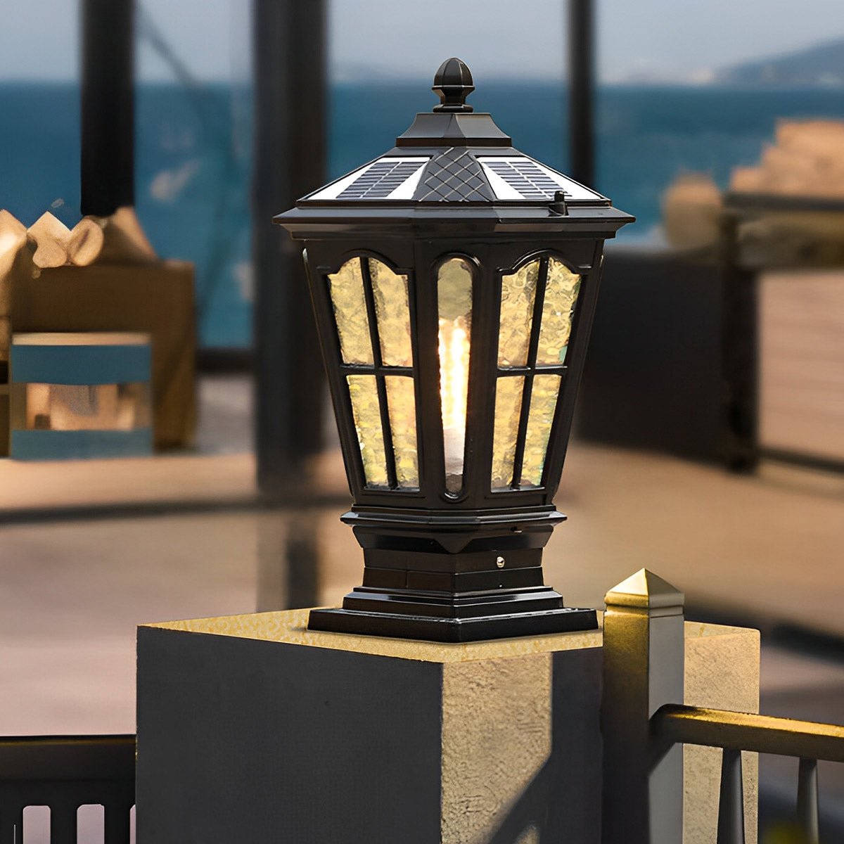 Retro Pavilion Shape Waterproof LED Fence Post Cap Lights