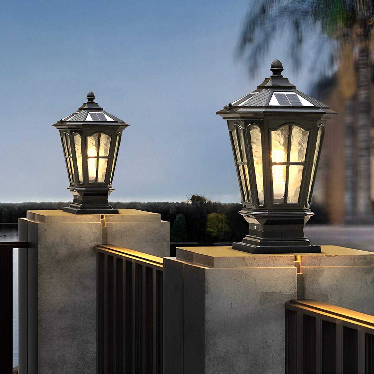 Retro Pavilion Shape Waterproof LED Fence Post Cap Lights