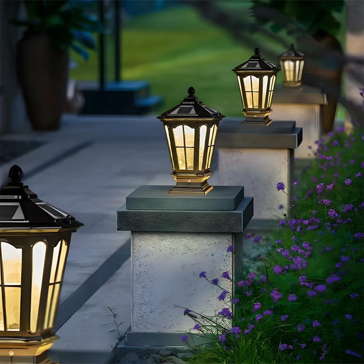 Retro Pavilion Shape Waterproof LED Fence Post Cap Lights