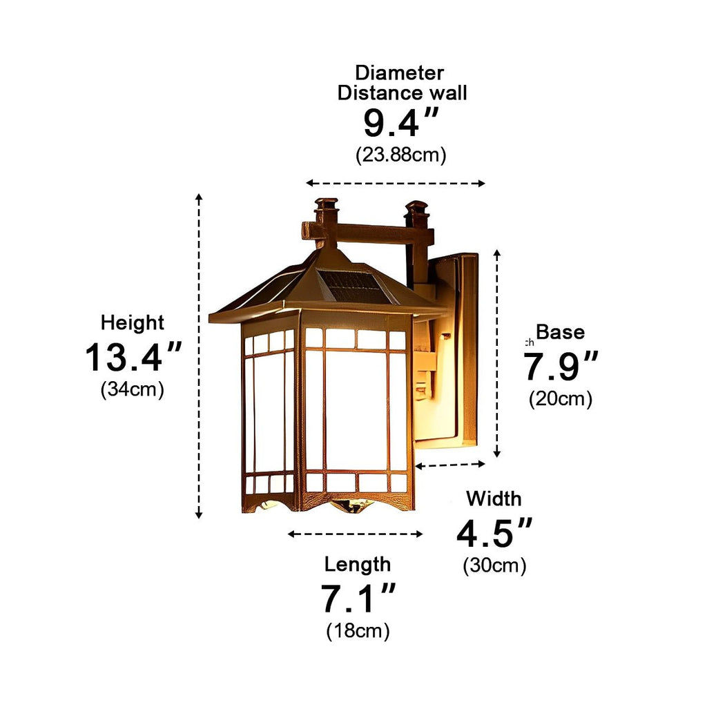Retro Waterproof LED Vintage Solar Wall Lamp with Remote Wall Sconce Lighting
