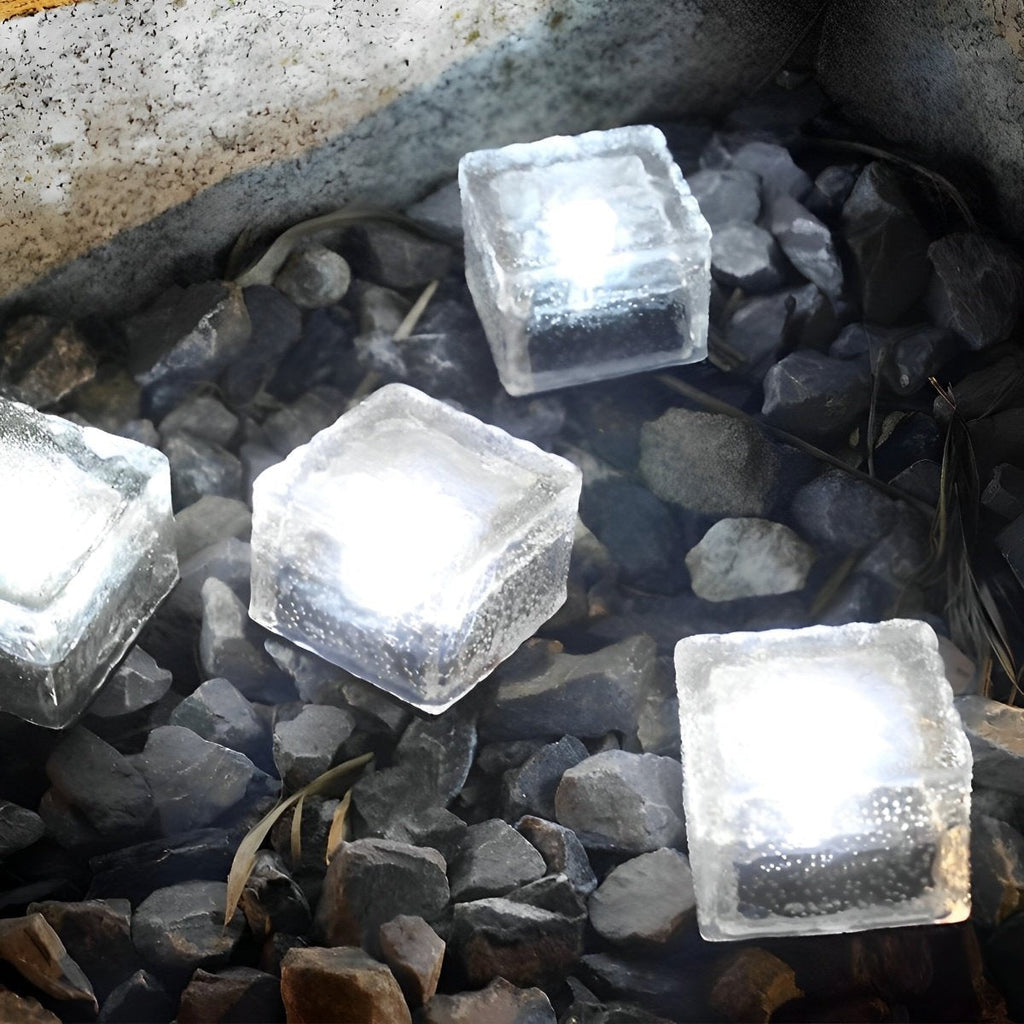 Square Creative Ice Brick LED Waterproof Smart Solar Outdoor Lawn Lights