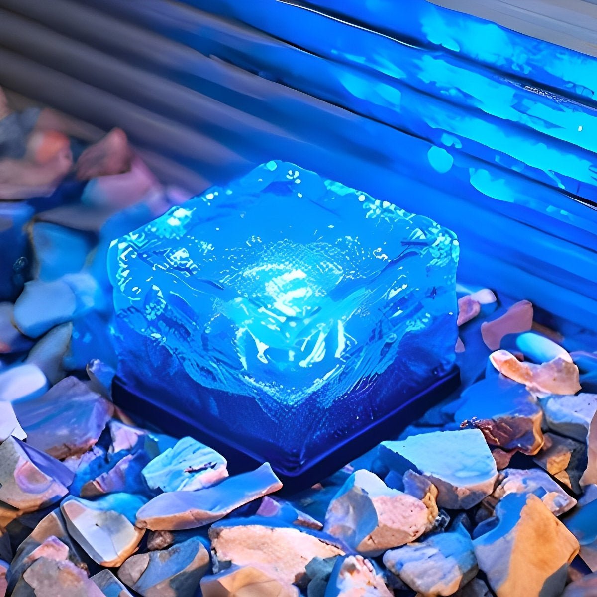 Square Creative Ice Brick LED Waterproof Smart Solar Outdoor Lawn Lights