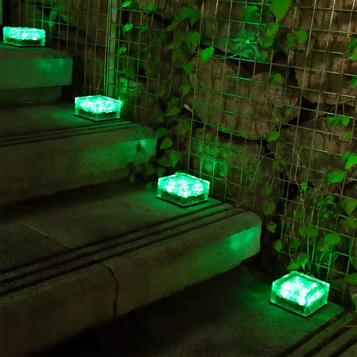 Square Creative Ice Brick LED Waterproof Smart Solar Outdoor Lawn Lights