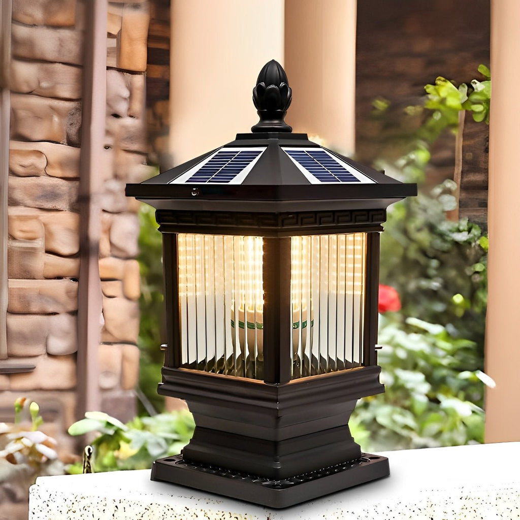 Vintage Grille Glass Shade Lampshade Waterproof Fence Post Lights